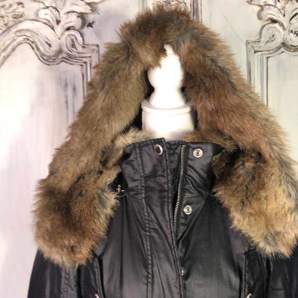 Marc New York by Andrew Mark Black Moisture Shed Faux Fur Lined Hoodie Jacket - Picture 8 of 16